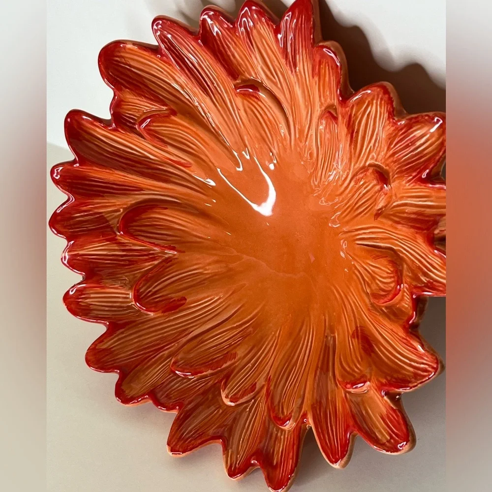 Anthropologie Ceramic Floral Bowl Made In Italy By Ceramiche Virginia RARE